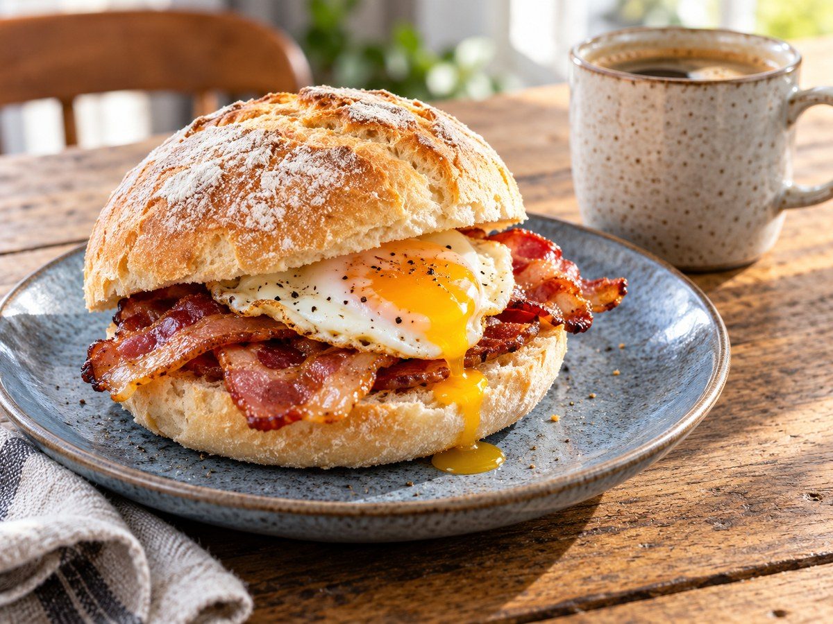 Bacon and egg bap