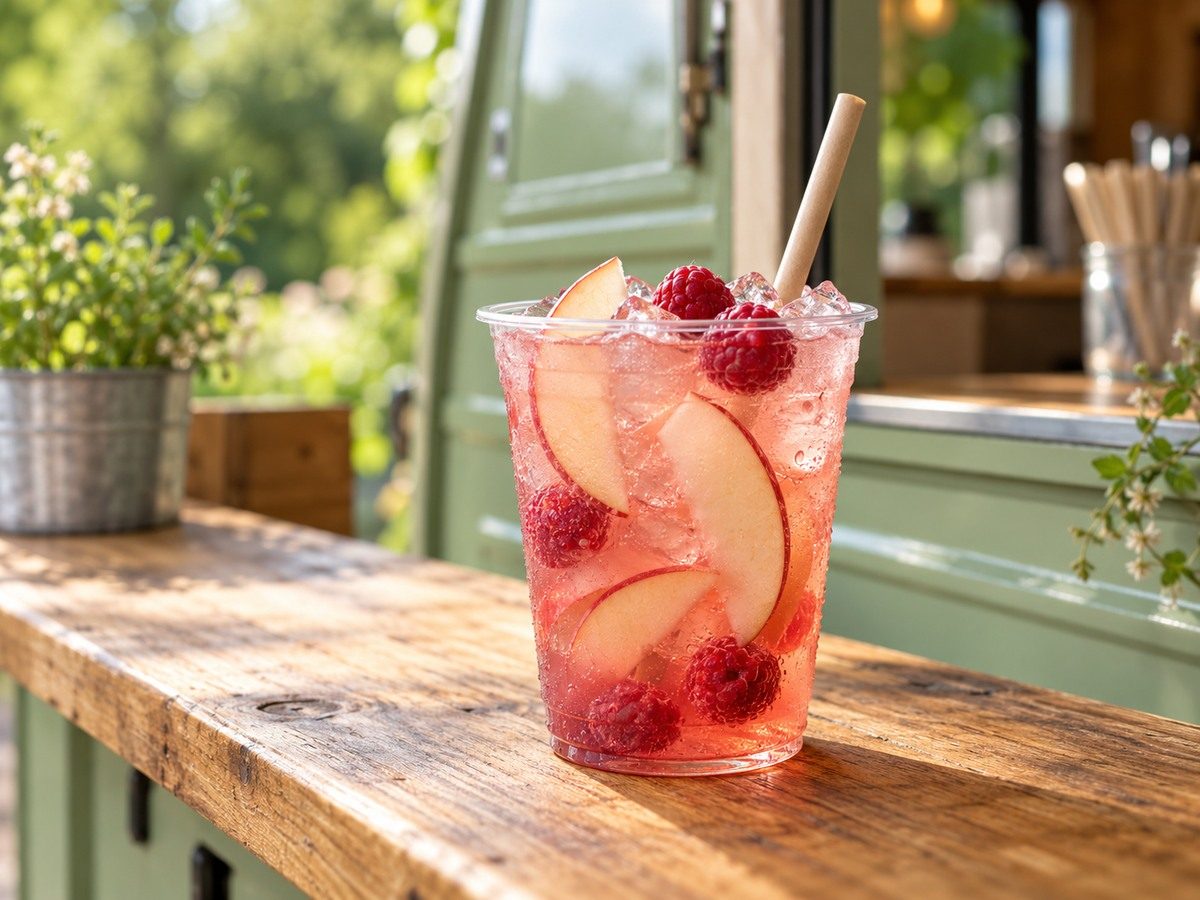 Pink iced tea with apple