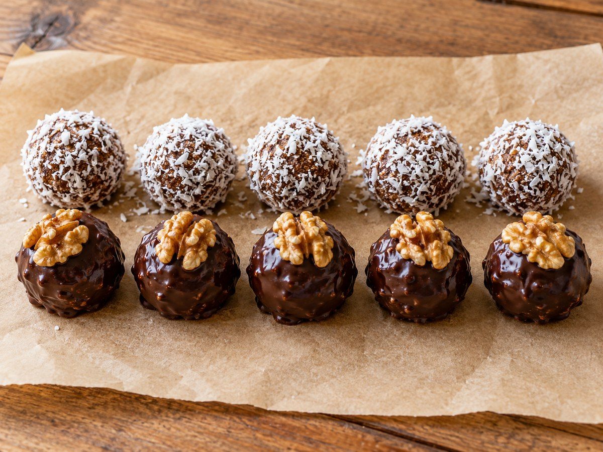 Coconut and chocolate walnut energy balls
